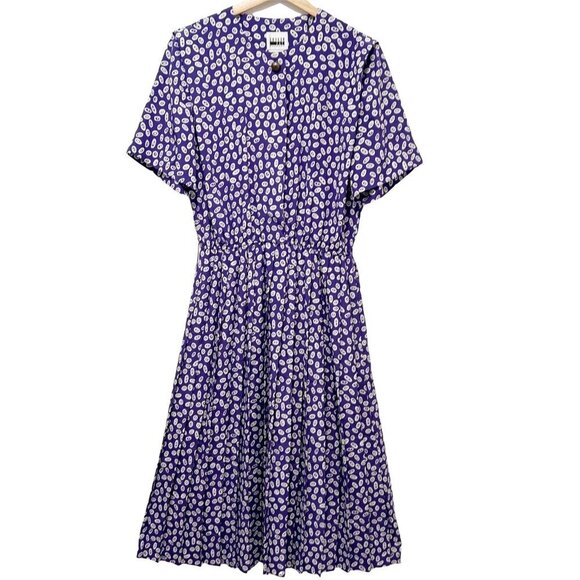 VTG 80s Leslie Fay Shirtwaist Dress Size 10 Pleated Skirt Geometric Modest - Picture 1 of 9